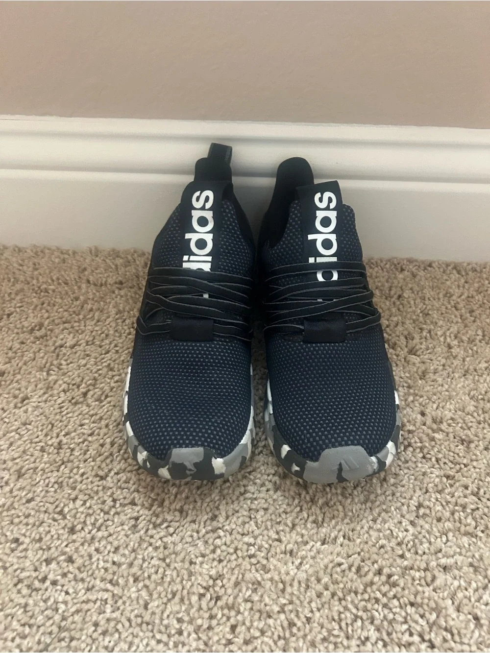 Kids Black Athletic Sneakers with Grey Camo Sole, Boys Adidas Shoes, Adidas Shoe